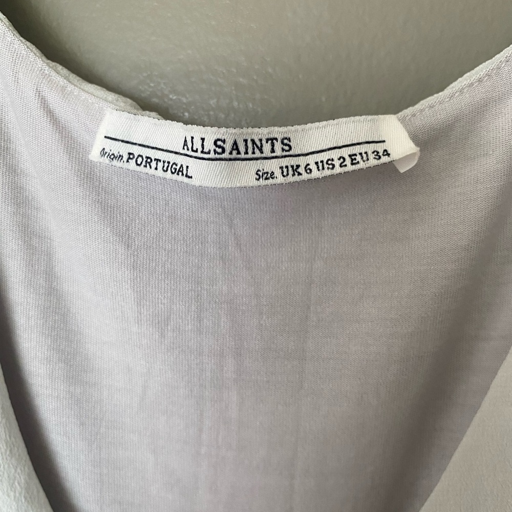 ALL SAINTS Sleeveless Silk & Viscose Tella High-Low Gray Midi Dress Size 2 - Picture 5 of 6